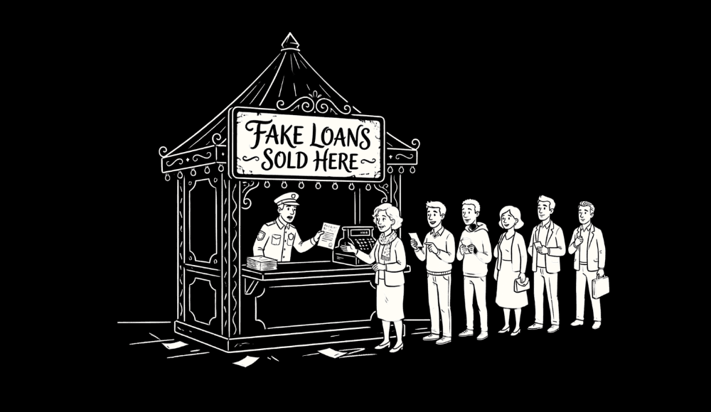 A kiosk offering fake loans