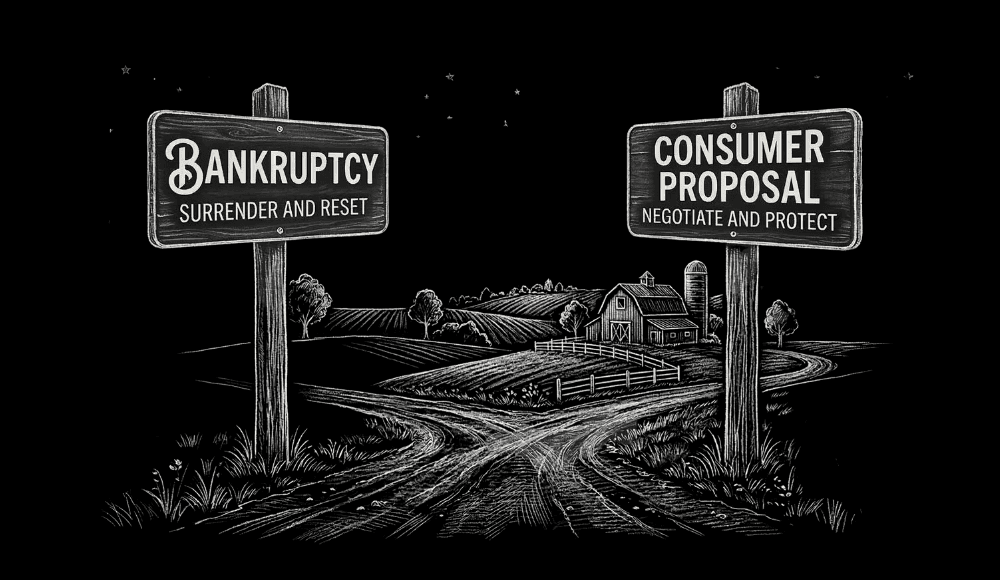 crossing roads where you have to decide between consumer proposal and bankruptcy