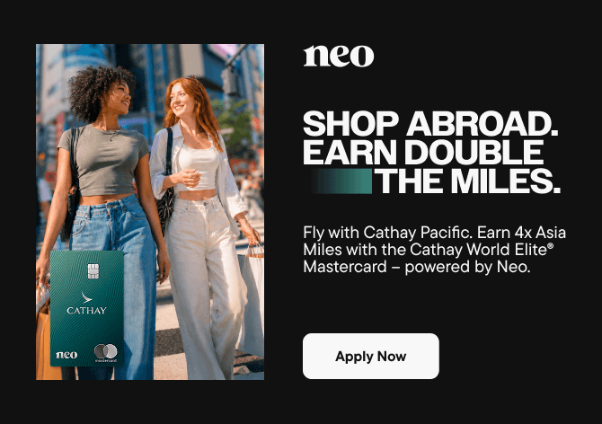 Two Canadians in a foreign country, using their Cathay World Elite® Mastercard – powered by Neo to earn 4x Asia Miles with Cathay Pacific