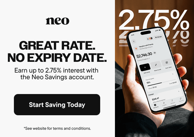 Up to 2.75% with the Neo Savings account