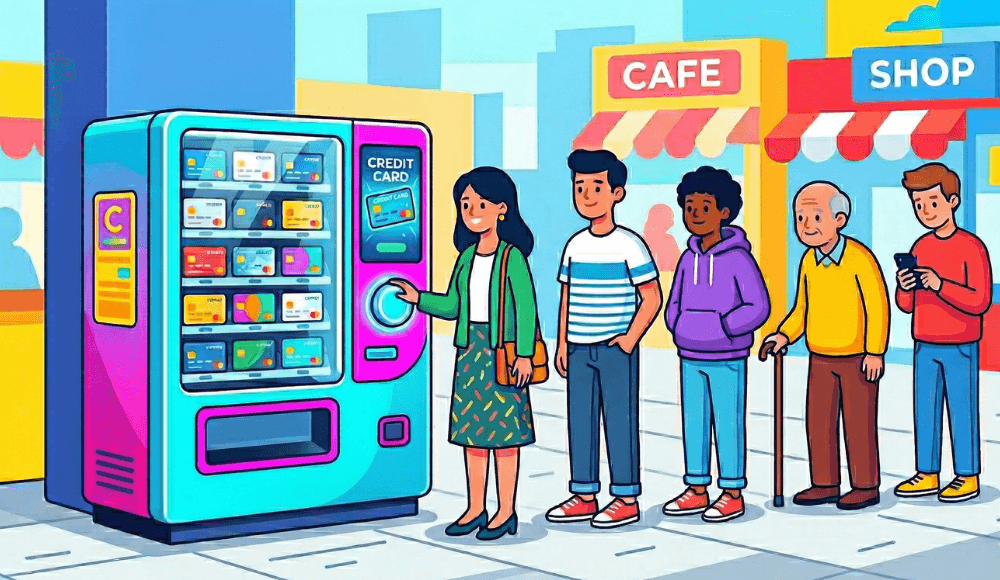 vending machine giving credit cards to anyone