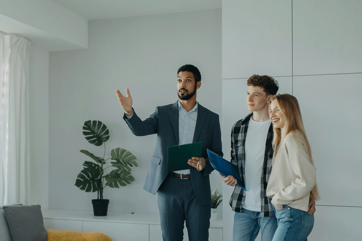 A Canadian man working as a real estate agent as a bridge or fallback job.