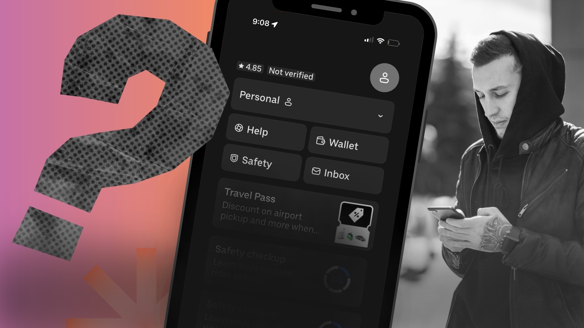 A Canadian trying to correct an error on his phone withUber or other rideshare.