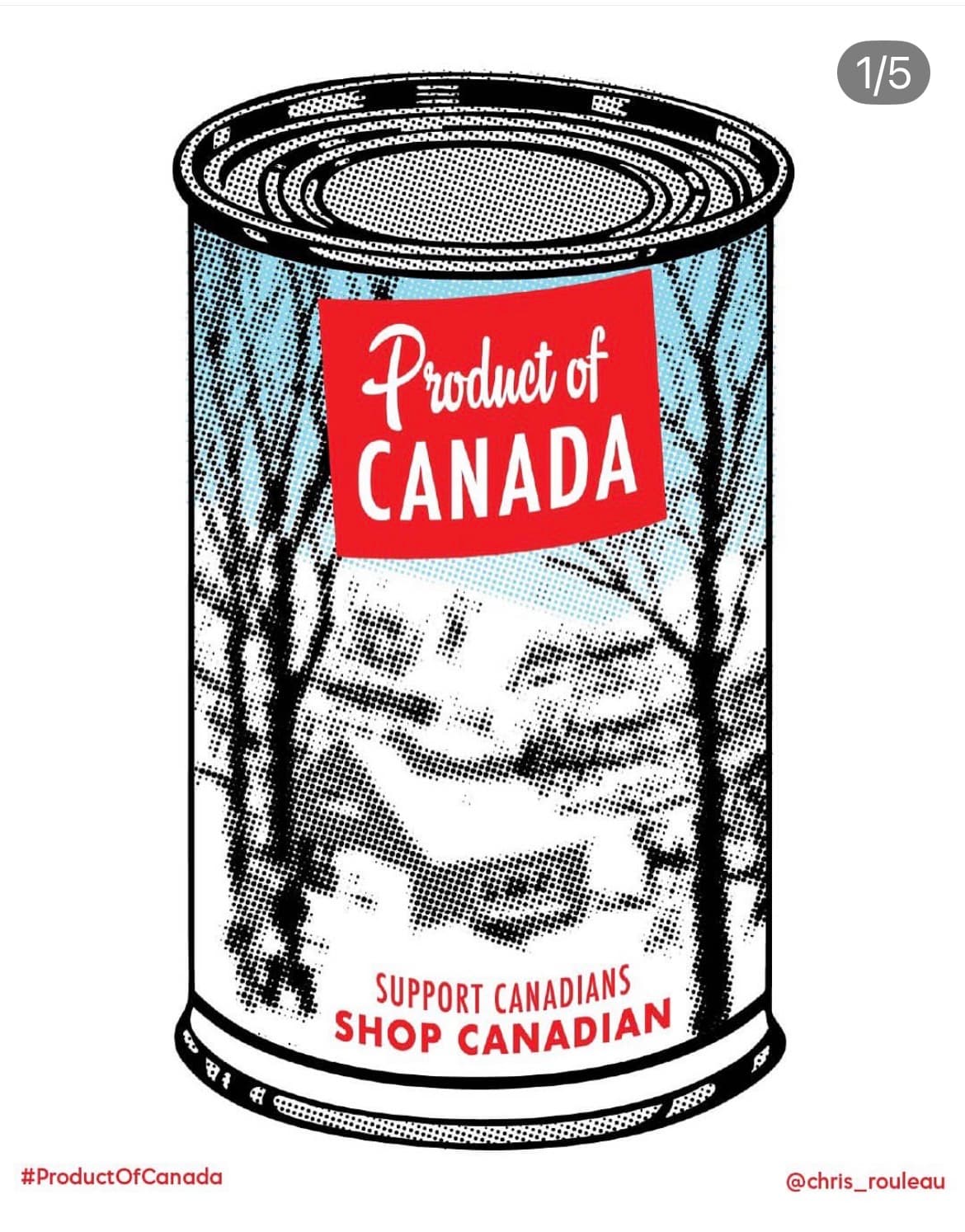 Chris Rouleau art: Maple syrup can that reads: Product of Canada