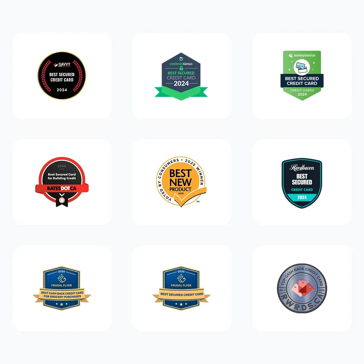 Awards for credit cards